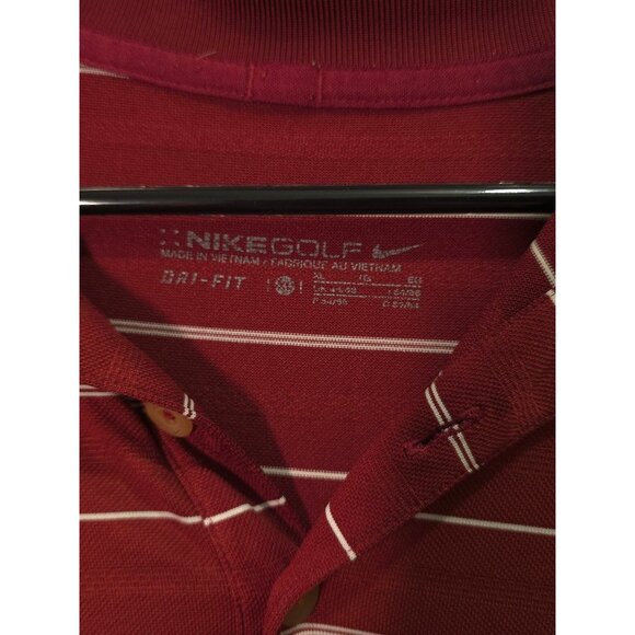 Nike Golf Dri-Fit Mens Polo Shirt With FSU Seminoles Logo Red/White Striped Shor - Picture 2 of 8